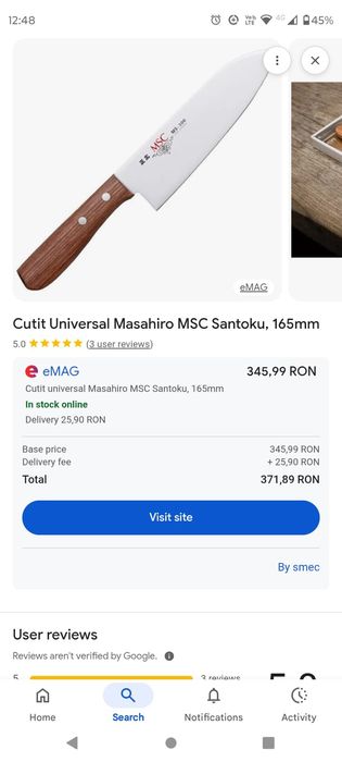 Vând cuțit santoku