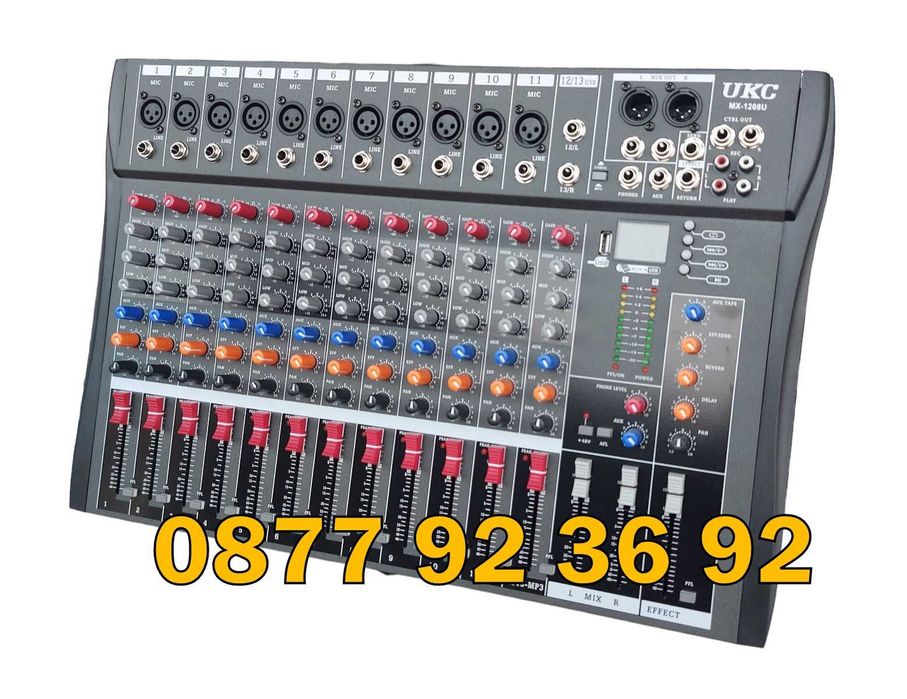 АУДИО МИКСЕР ПУЛТ, смесителен пулт, смесител миксер, модел: MX-1208U