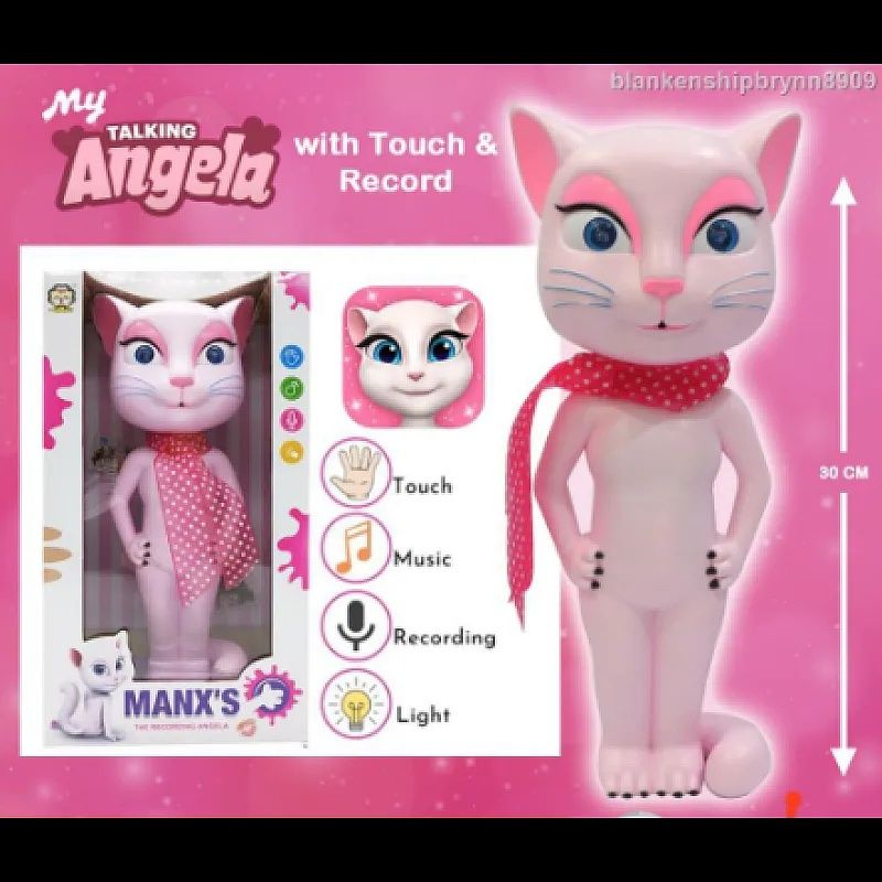 Pisicuta vorbitoare Talking Angela ROZ cu sunete si lumini - 30 cm