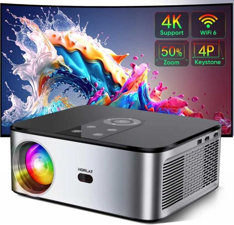 Проектор Horlat 4K, Android TV, 6G, WiFi Bluetooth, 25000 лумена, 300"