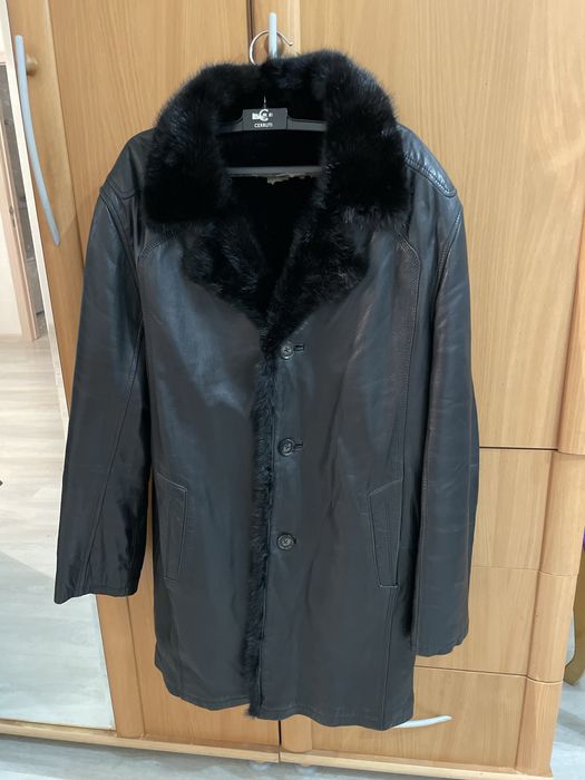 Дубленка мужская кожанная с норкой