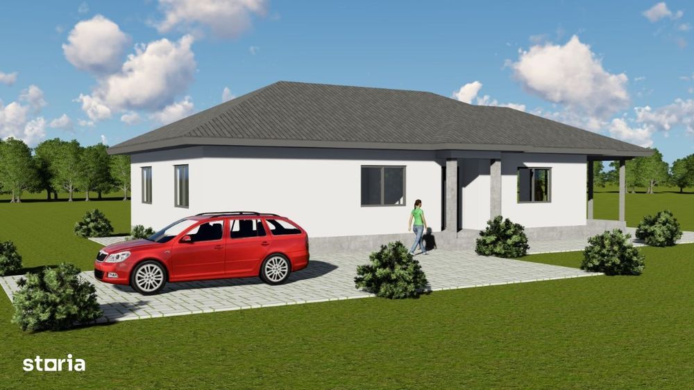 Casa pe un singur, nivel 150 mp, teren 520 mp, in Corunca