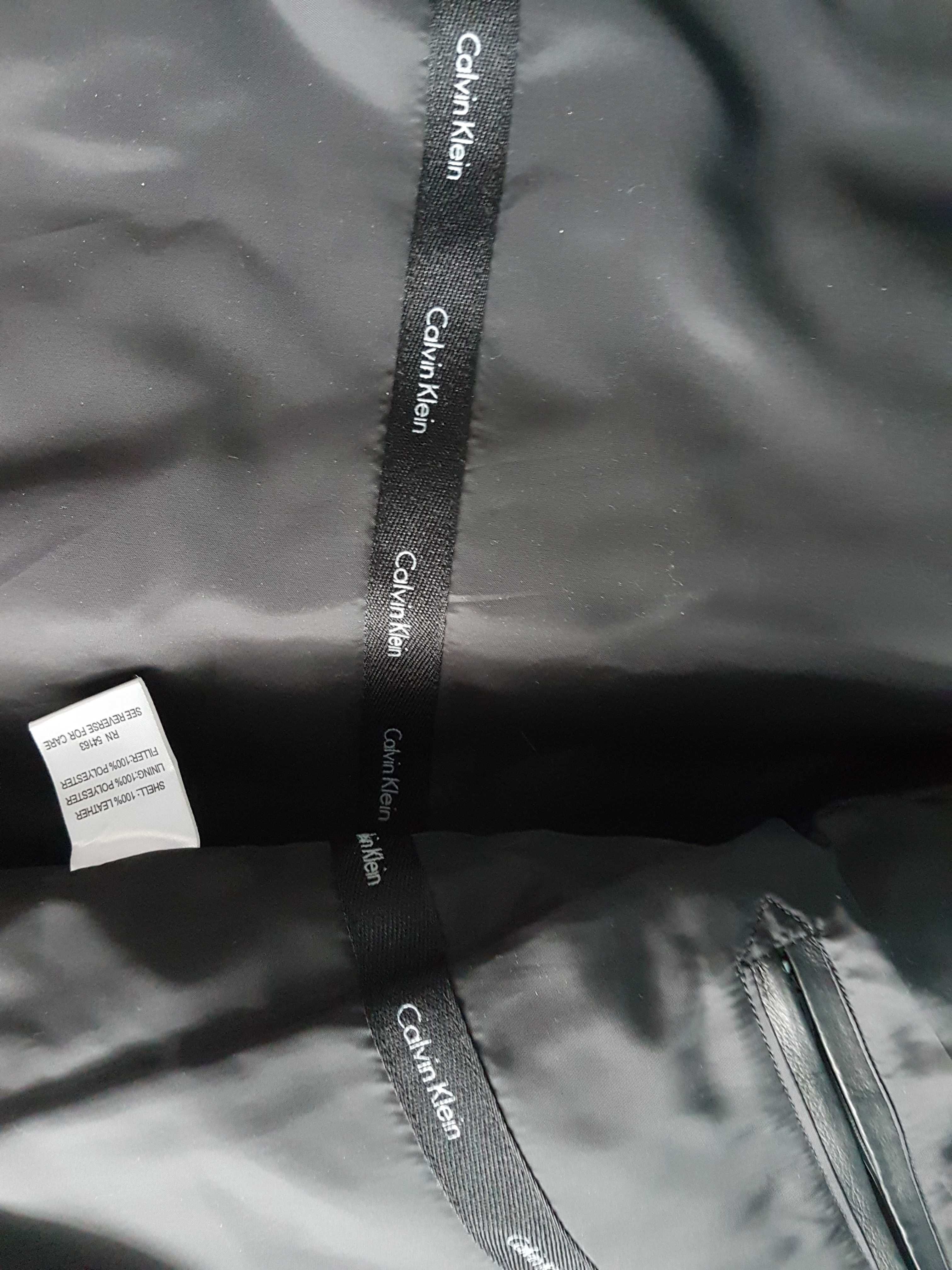 Ново мъжко оригинално кожено яке Calvin Klein естествена кожа размер L