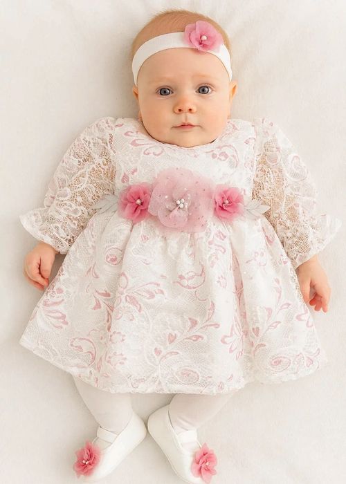 Официална рокля за изписване бебе (комплект 4 части)