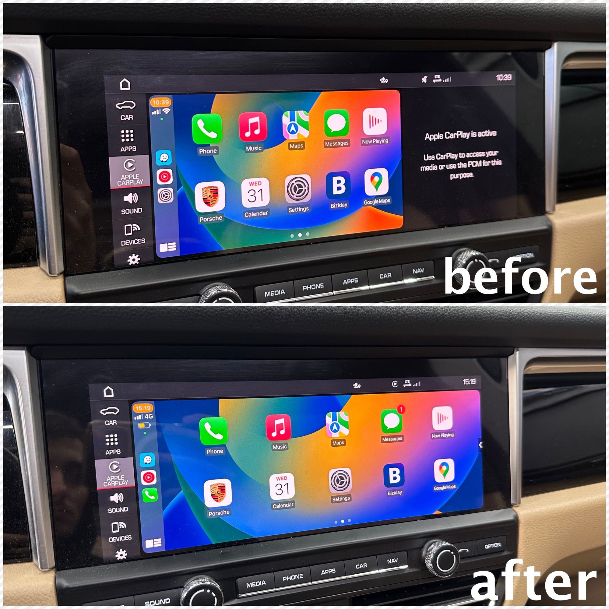 FullScreen Apple CarPlay/Android Auto pt Porsche (pe tot ecranul)