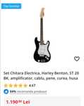 Set Chitara Electrica, Harley Benton, ST 20 BK, amplificator, cablu