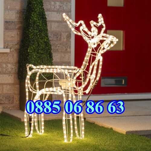 Голям LED светещ елен, коледен елен, различни светлини