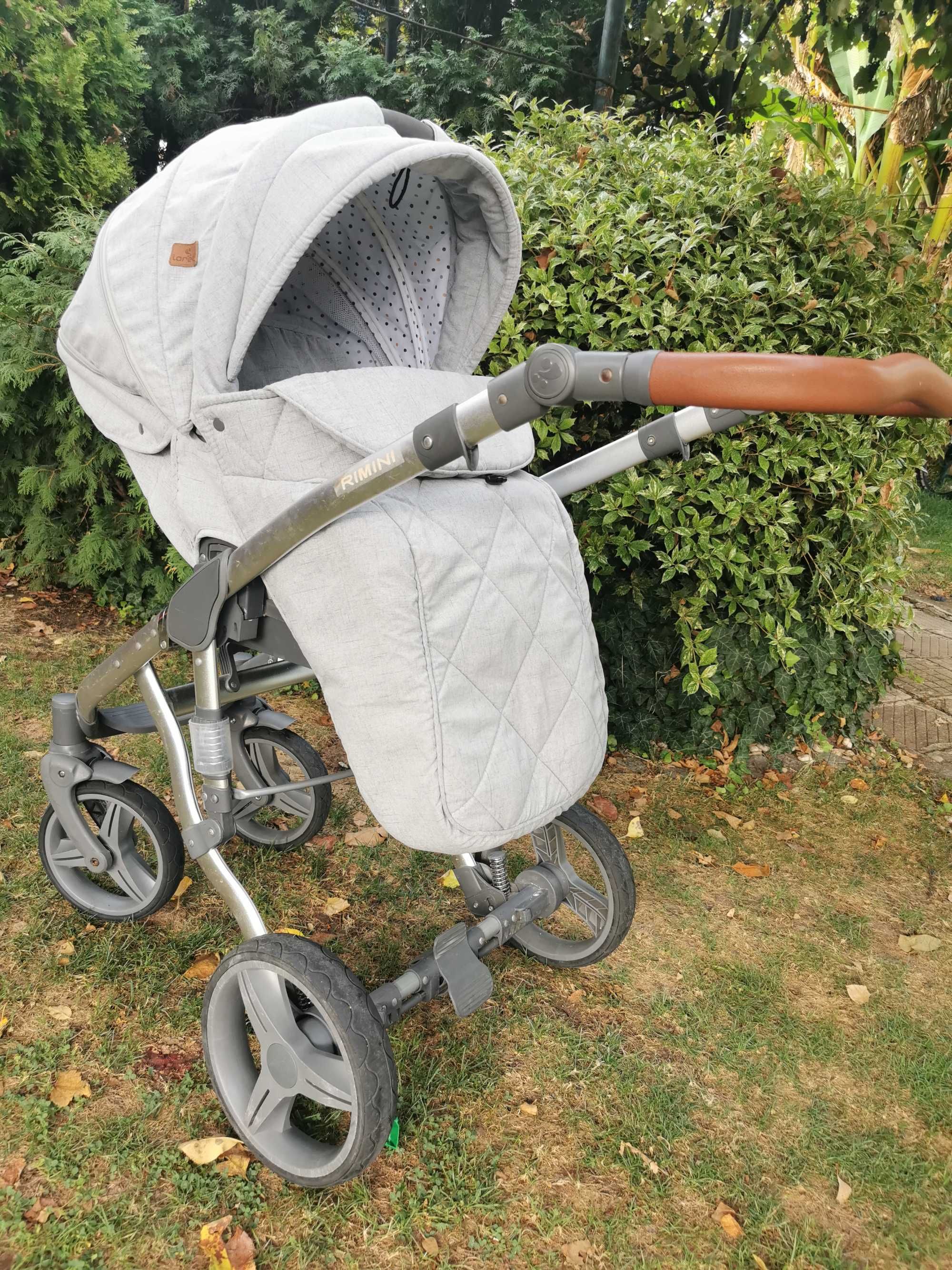Комбинирана количка LORELLI RIMINI CLASSIC Grey&Black DOTS
