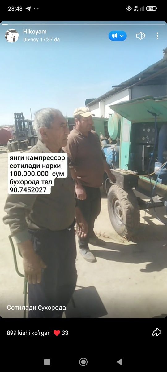 Янги 8,10,12лик камперессор сотилади бухорода