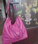 Geanta dama piele naturala fuchsia