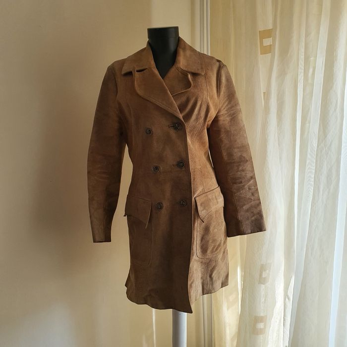 Palton / trench de piele intoarsa