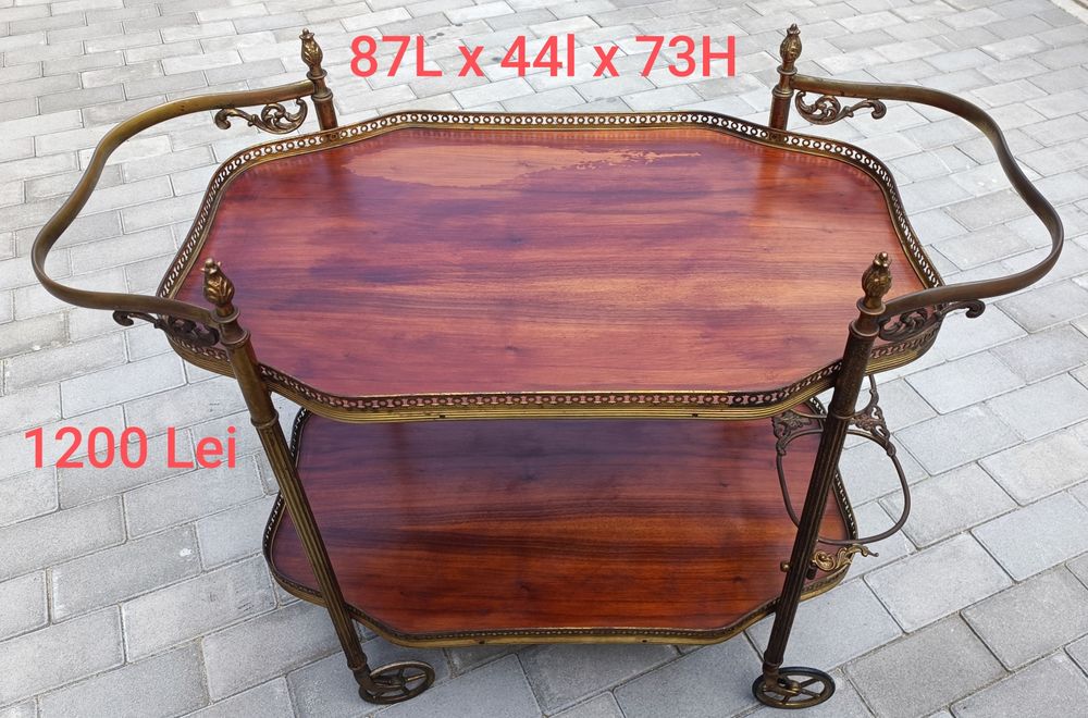 Masuta pentru cafea din Bronz / Lemn Masiv Vintage