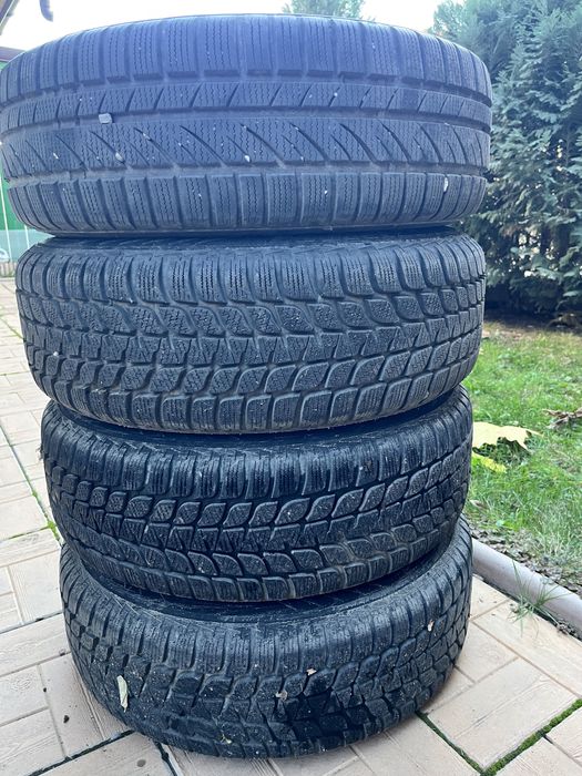 Jante otel vw 5x112 + anvelope de iarna 195/65/R15 + capace originale