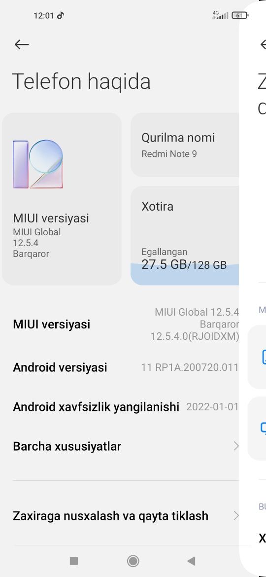 Redmi not 9 xotirasi128