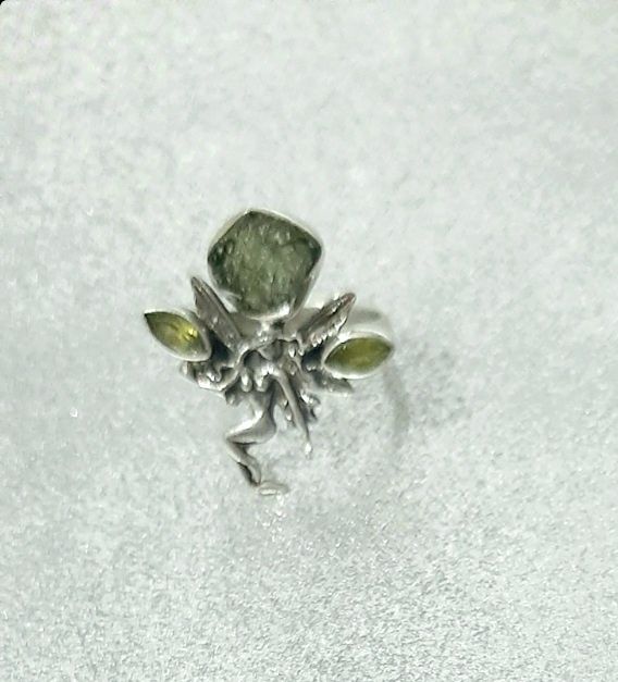 Inel argint deosebit cu moldavite si pandantiv acvamarin