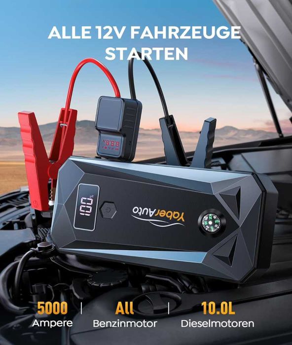 Мощна Външна Батерия за Стартиране на Автомобил 26800mAh, пик 5000А