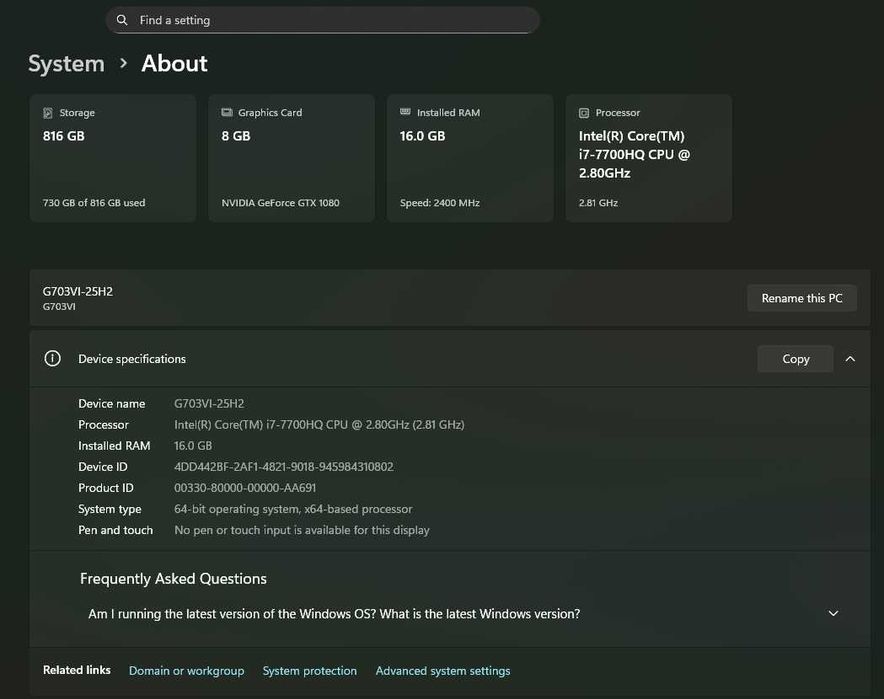 Asus ROG G703VI - GTX 1080, i7 7700HQ, 16GB DDR4, 256gb SSD, 1tb SSHD