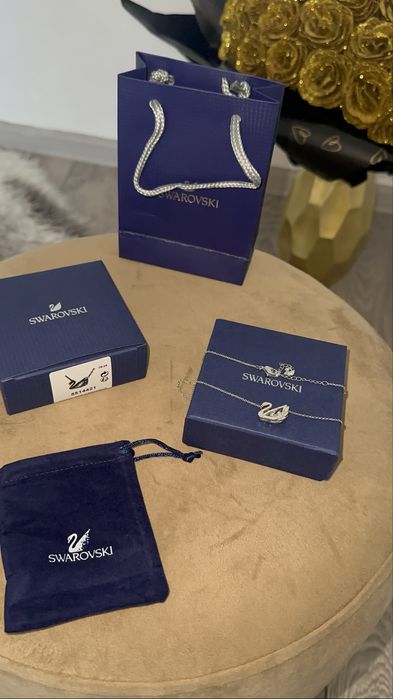 Lant Colier Lantisor Swarovski Dancing Swan silver