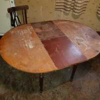 Дървена разтегателна маса-кръгла