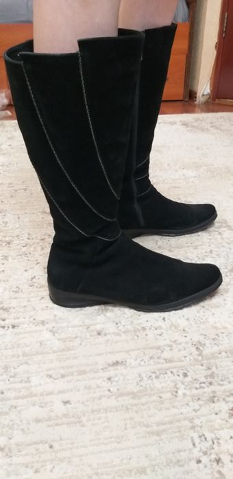 Сапоги зимние, б/у, замша натуральная и мех, 40 раз., 2000 тг.