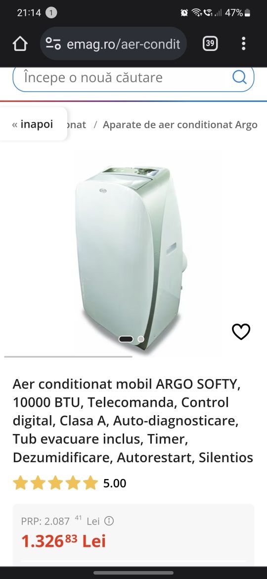 Aer conditionat mobil ARGO SOFTY 10000btu