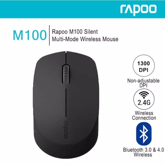 Безжична мишка RAPOO M100 Безшумен клик, Wireless / BT, Multi mode