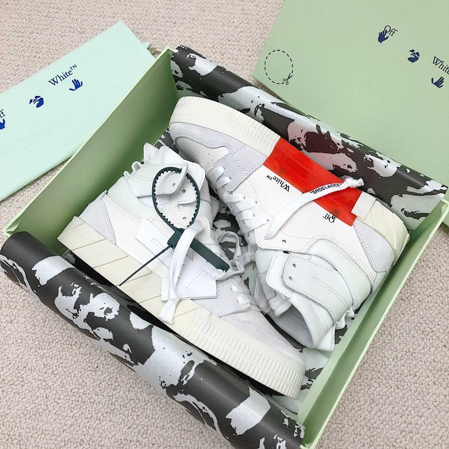 Adidasi OFF WHITE - High White Sneakers Premium din Piele Full Box NOI