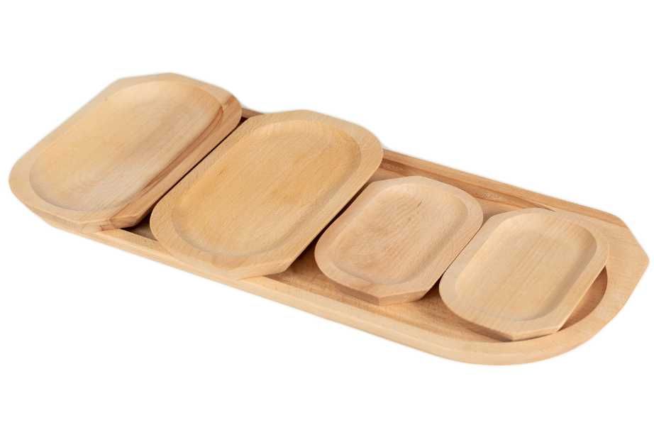 Set platou din lemn 12+1, Fag natur