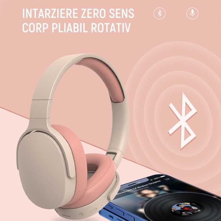 Аудио слушалки, безжични, Bluetooth 5.1, Потискане на шума, розово