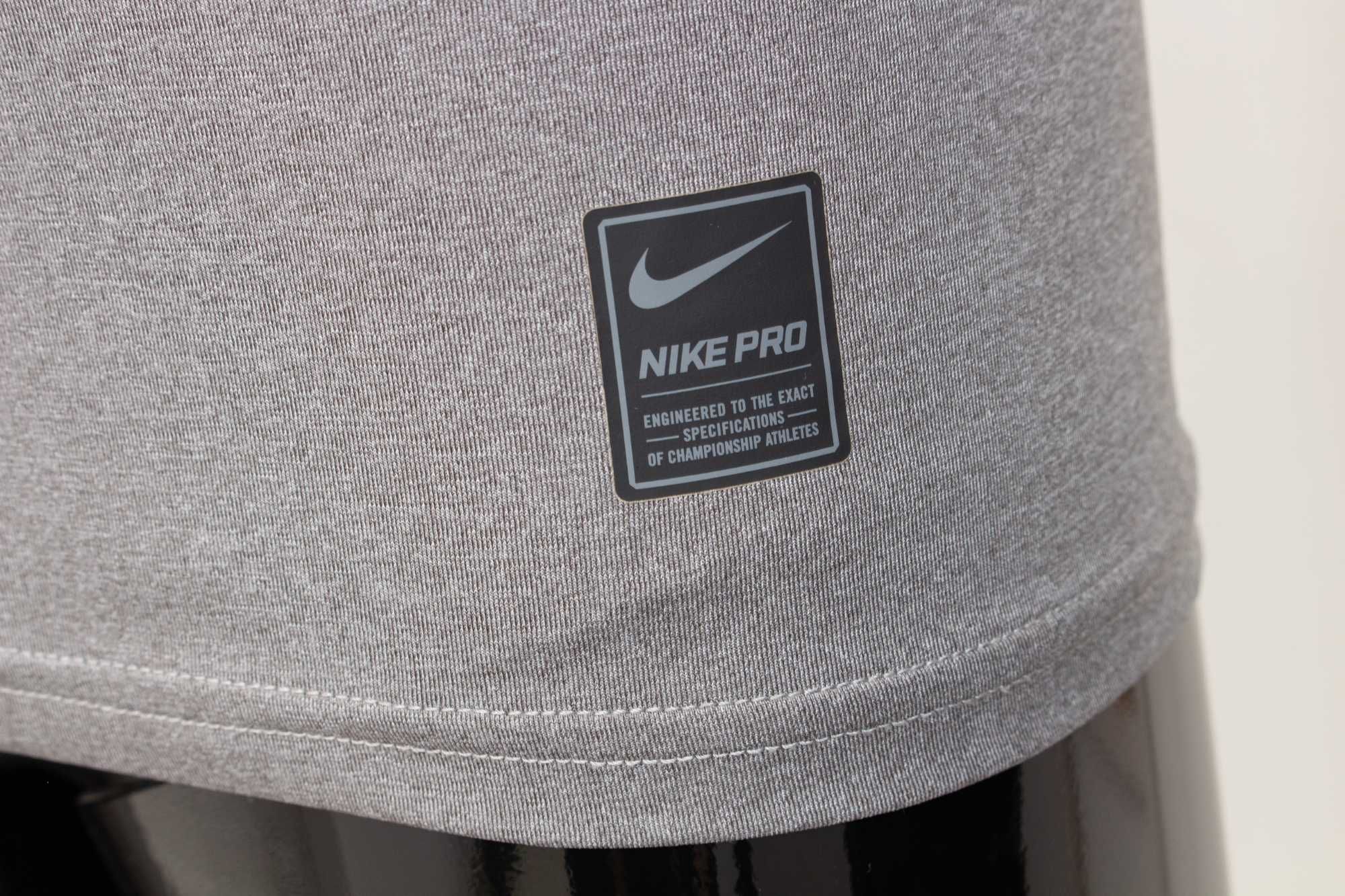 Nike Pro Оригинална Мъжка Блуза къс ръкав сива Dri Fit за фитнес L