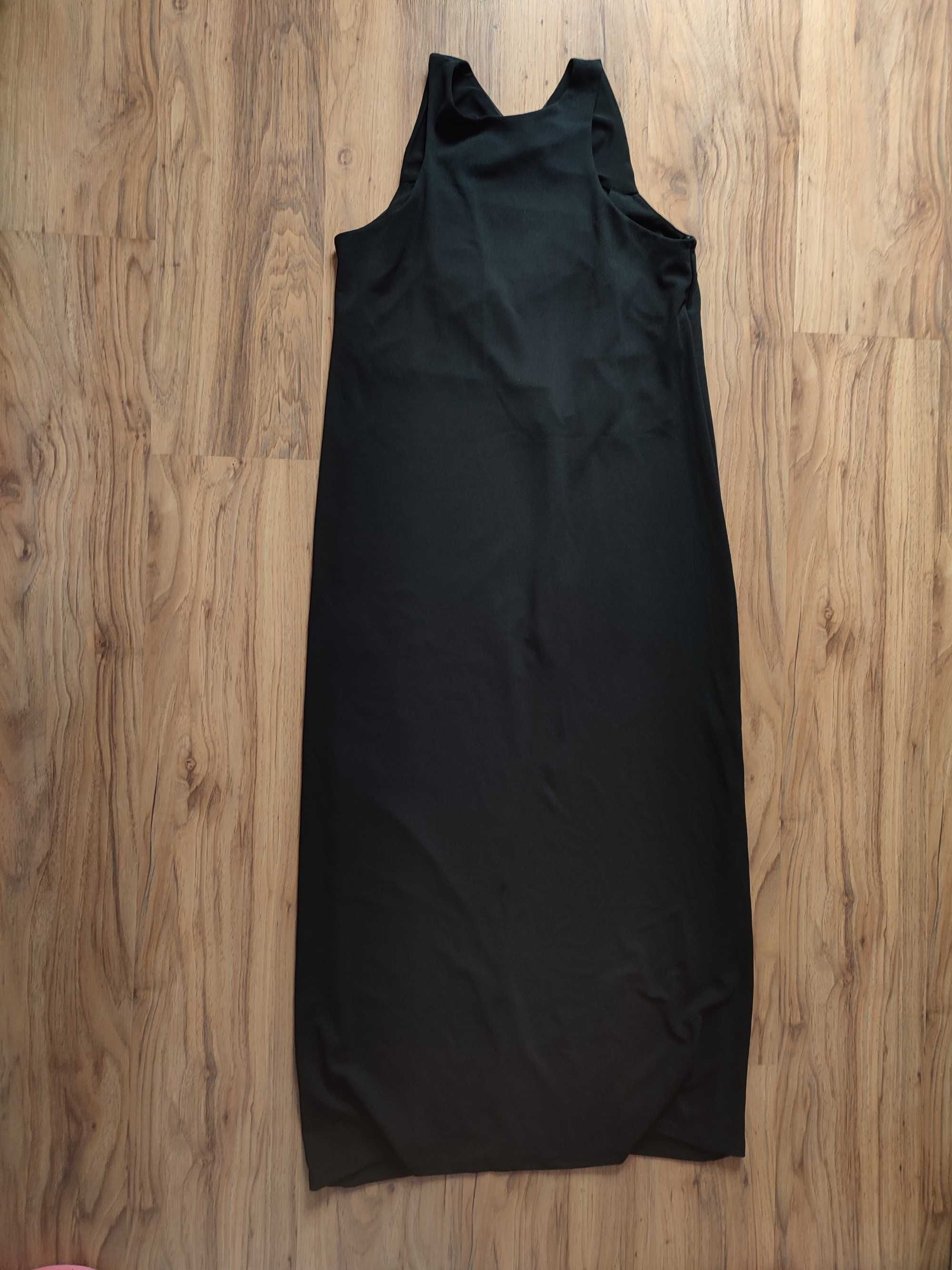 Дълга рокля с гол гръб М Zara черна