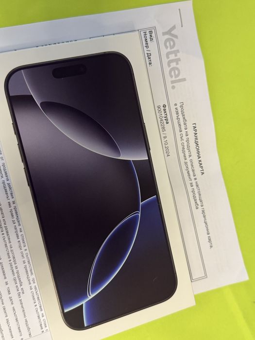 КАТО НОВ 1TB iPhone 16 Pro Max Yettel Гаранция 2027 г. Black