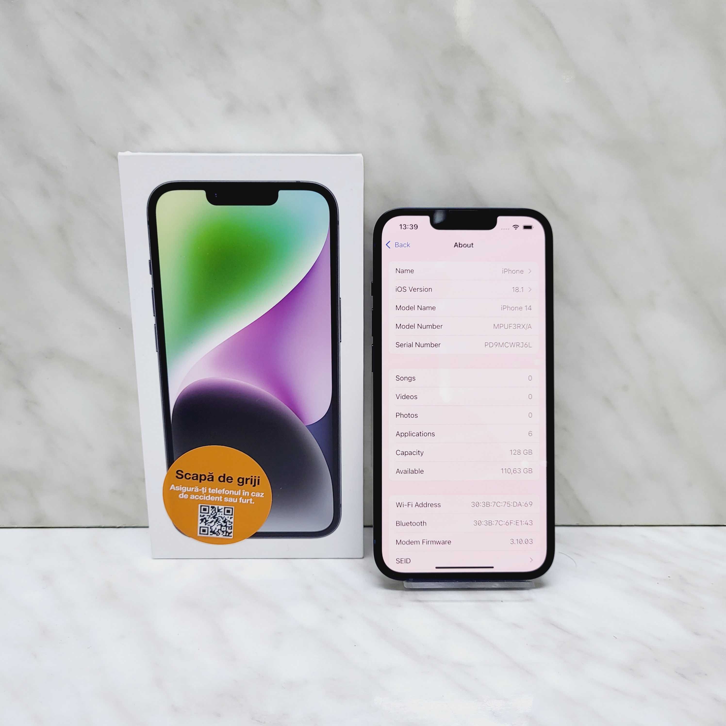 Iphone 14 128gb 100% baterie, Garantie, ZEUS Amanet Militari 31330