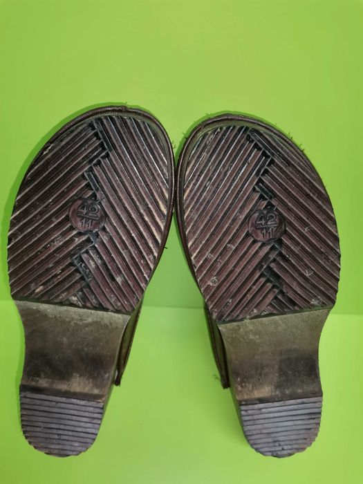 Saboți vintage unisex piele naturala și talpa din material lemnos m 41
