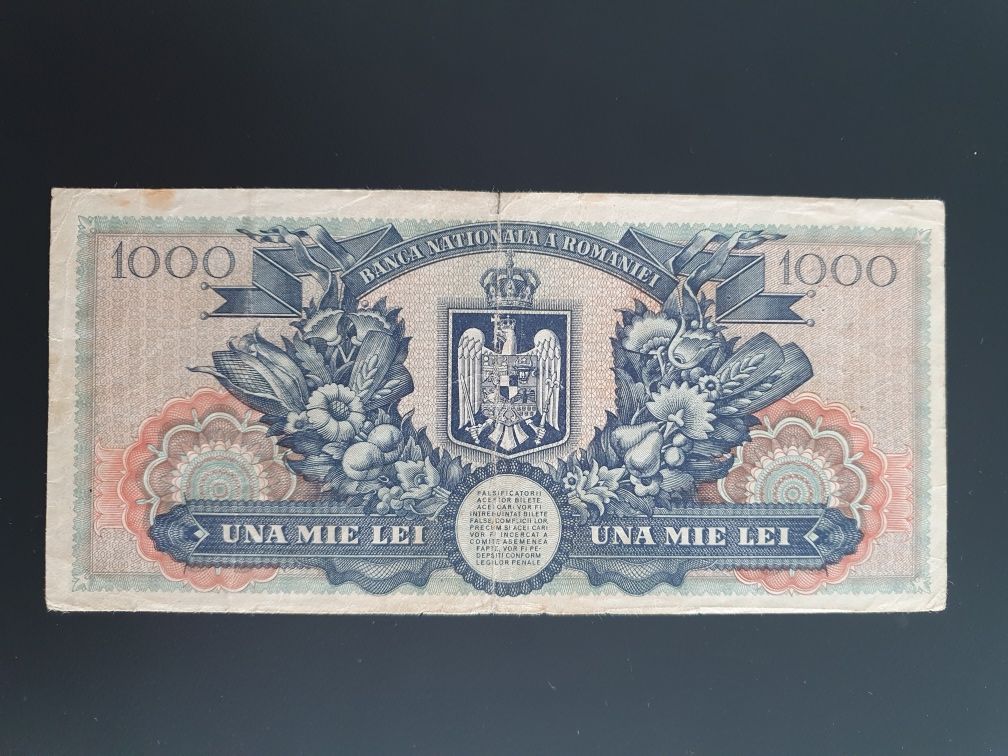 1000 lei 1947 iunie bancnota romameasca
