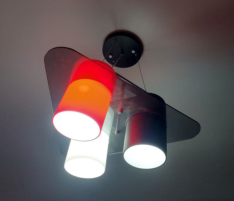 Lustra din sticla cu trei brațe,  candelabru dormitor, living modern