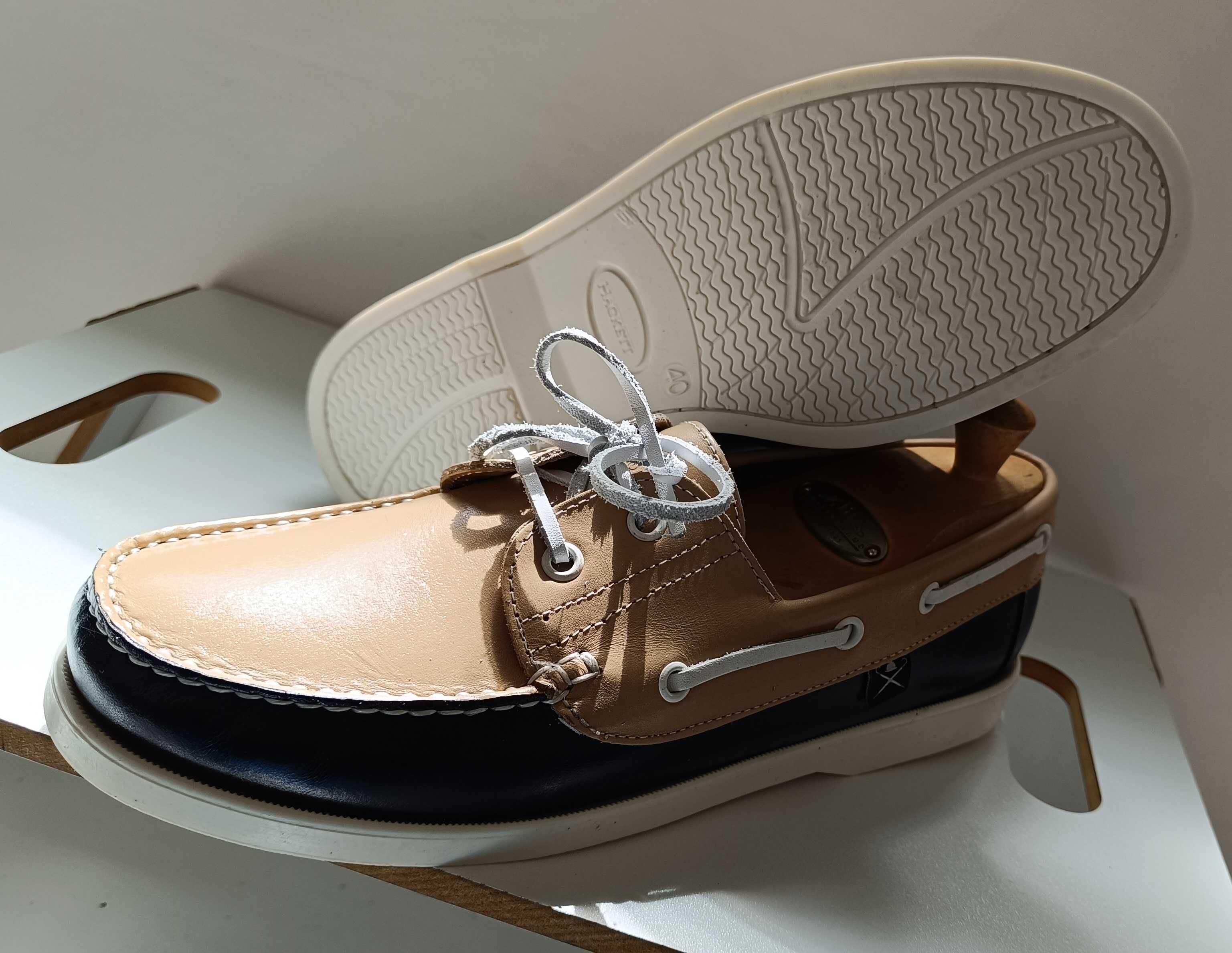 Pantofi boat 39 39.5 casual mocasini de lux Hackett London NOI piele
