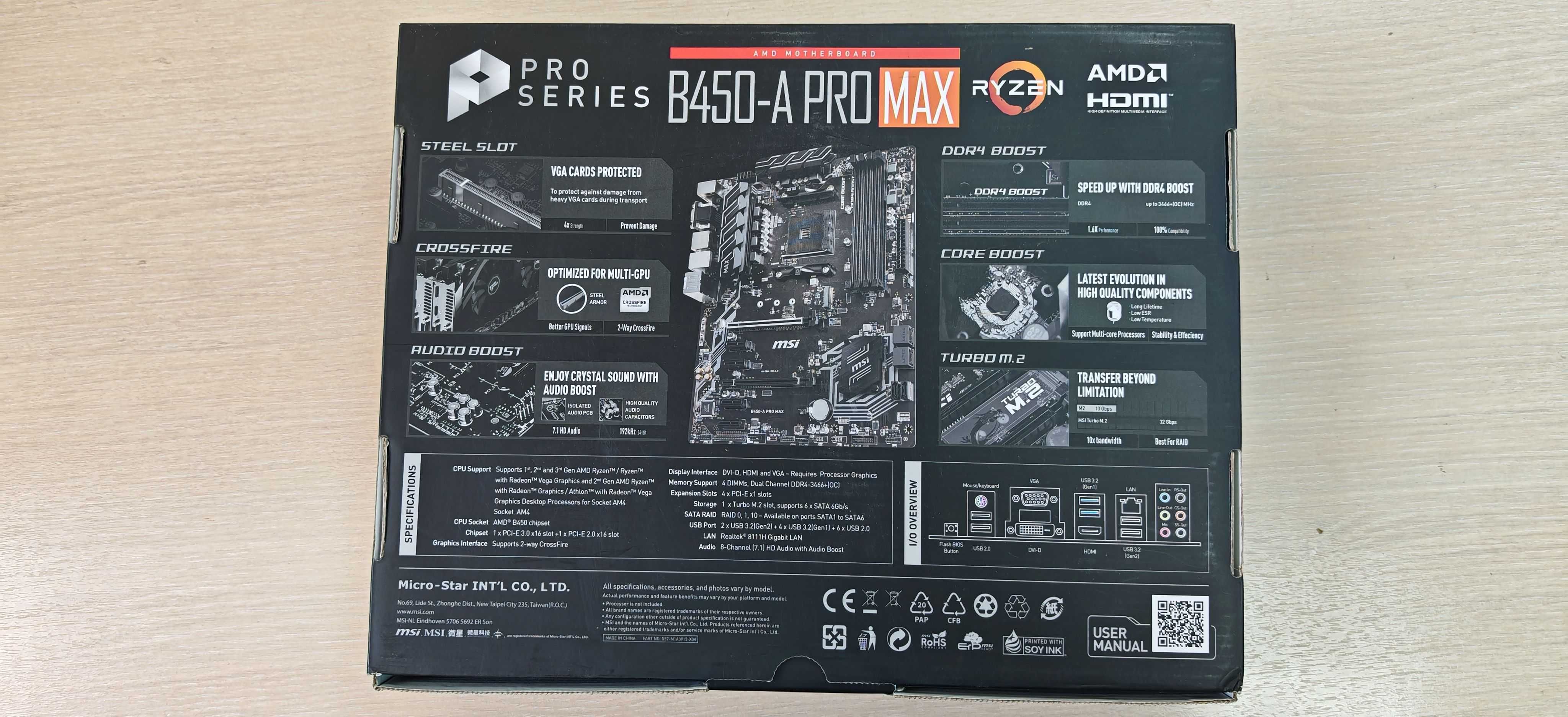 Kit MB MSI B450A PRO MAX, CPU AMD RYZEN 3 1200, 8GB RAM Viper, cooler