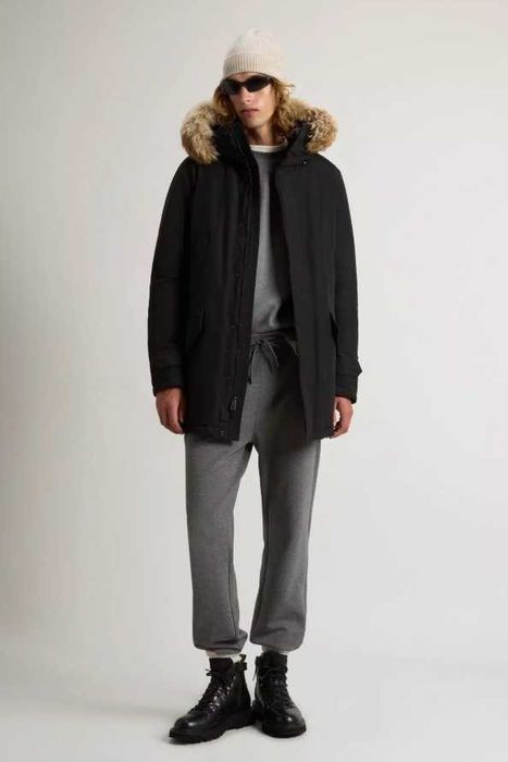 Geaca polar parka XL XXL de lux Woolrich Ramar Cloth puf si pene blana