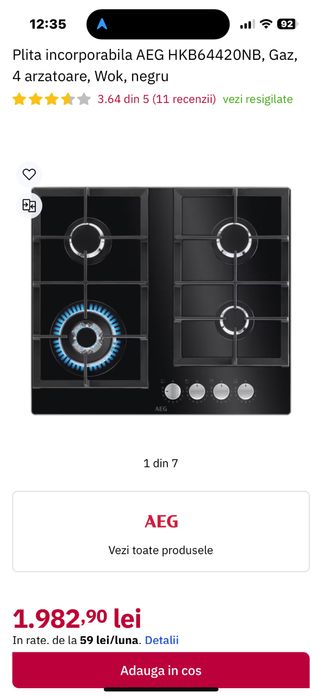 Vand plita pe gaze AEG