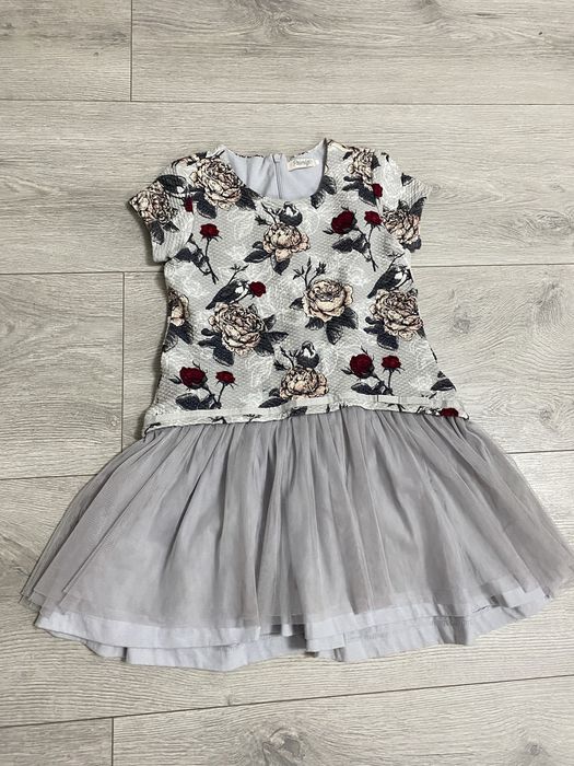 Rochie primigi fetita 6 ani, gri cu flori