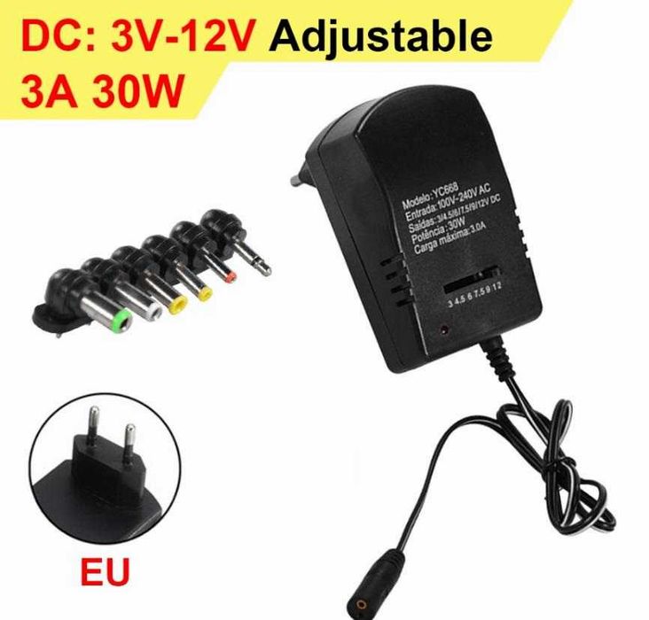 3V~24V Регулируемо Зарядно Универсално Захранващ Адаптер Потенциометър