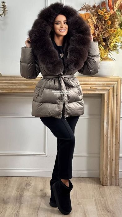 Geaca cu blana naturala de vulpe