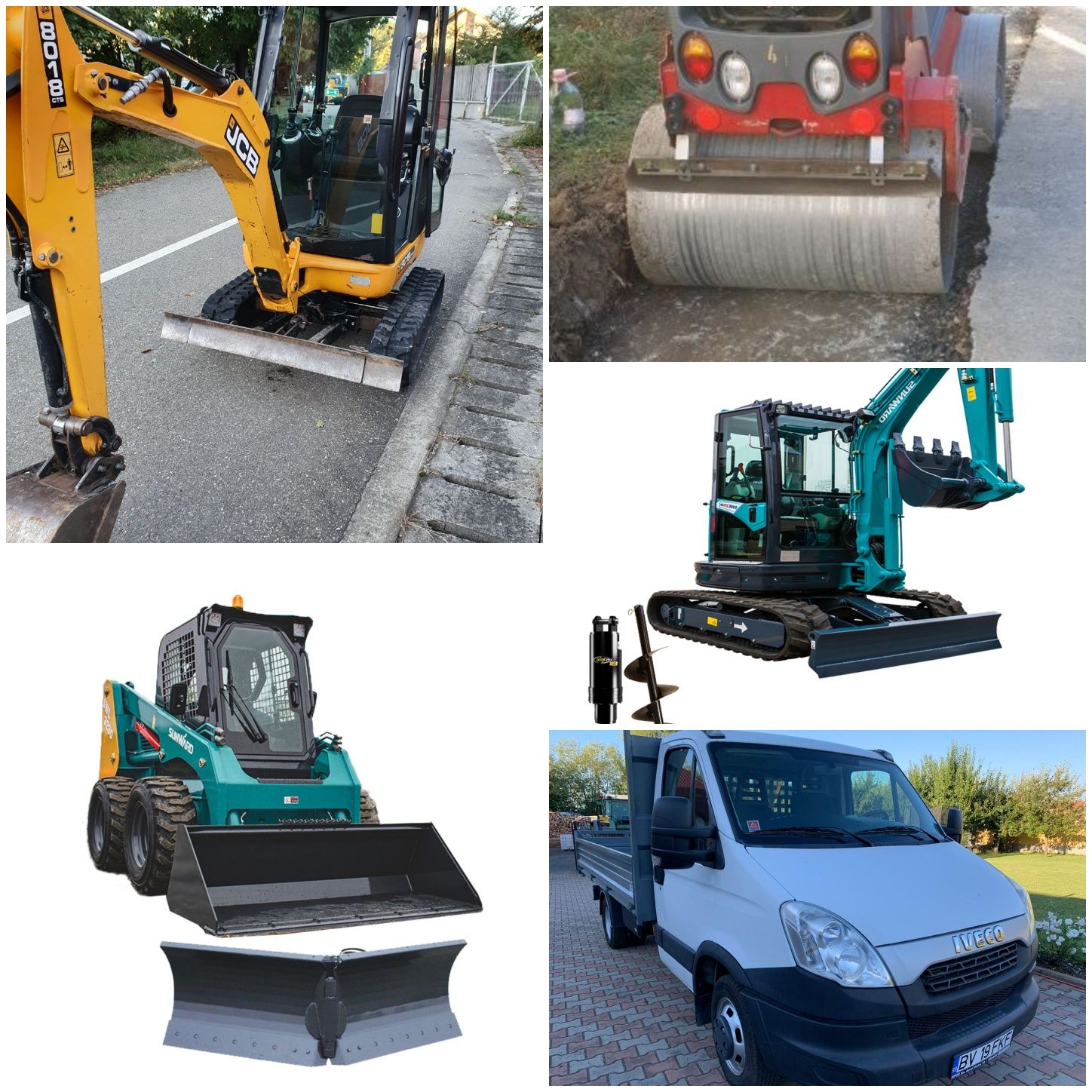 Inchiriez cilindru compactor 1,9 t , bobcat si miniexcavator