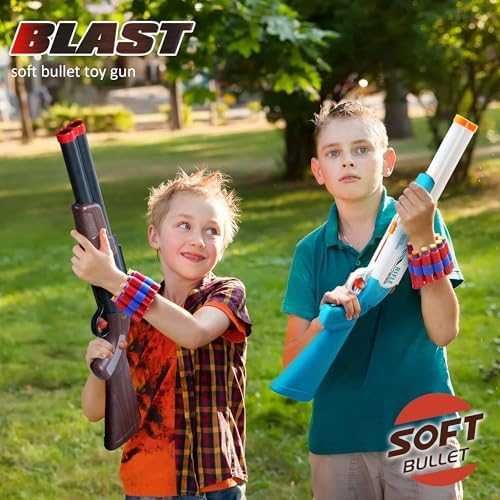 Нова Играчка бластер с изхвърлящи се гилзи – 80 меки куршума за деца