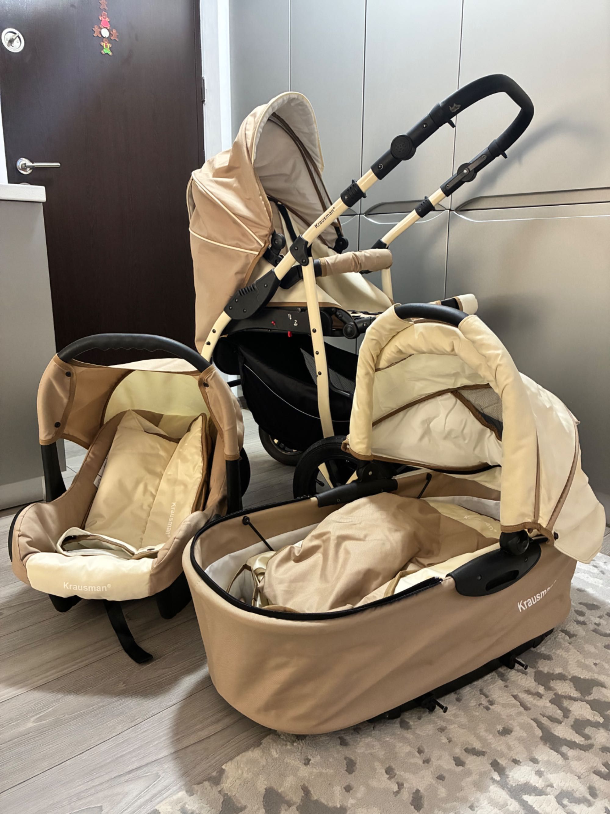 Vand Carucior 3 in 1 Kraus Clasic Beige - Krausman