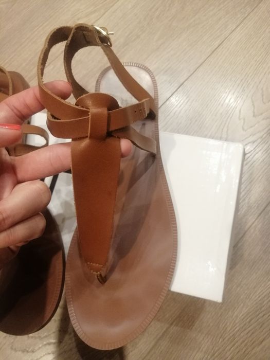 Дамски сандали от естествена кожа H&M кафеви