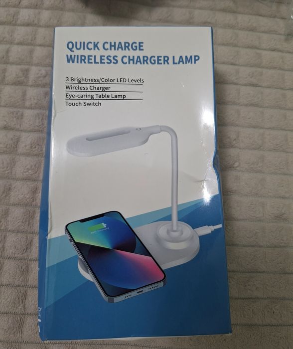 Lampa de veghe cu incarcare wireless pentru telefon