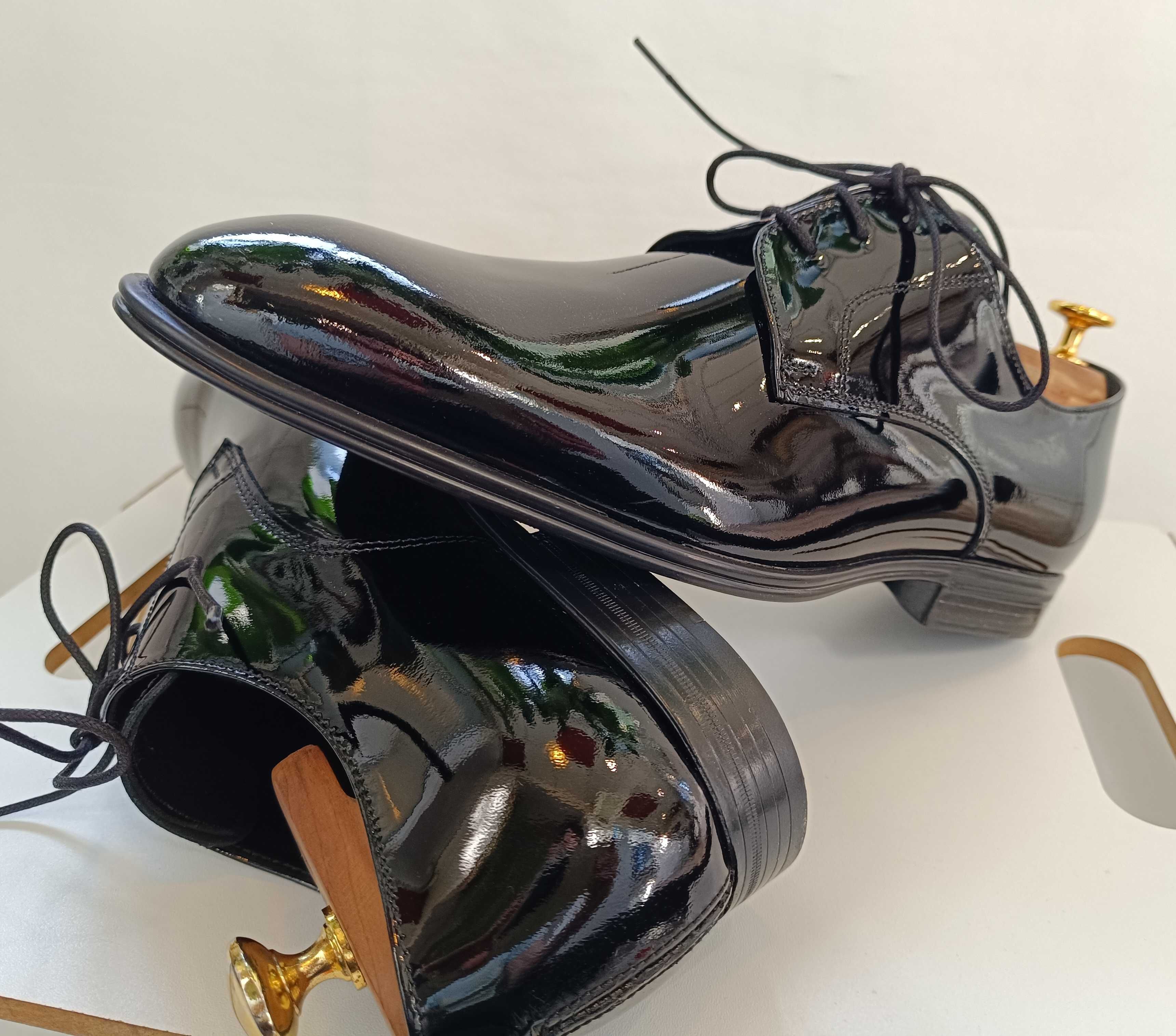 Pantofi derby 43 43.5 de lux Imperatrice Italy NOI piele naturala lac