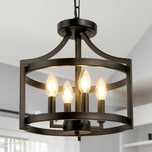 Candelabru rustic, KMaiPem, lustra vintage, 4 brate, E14, negru